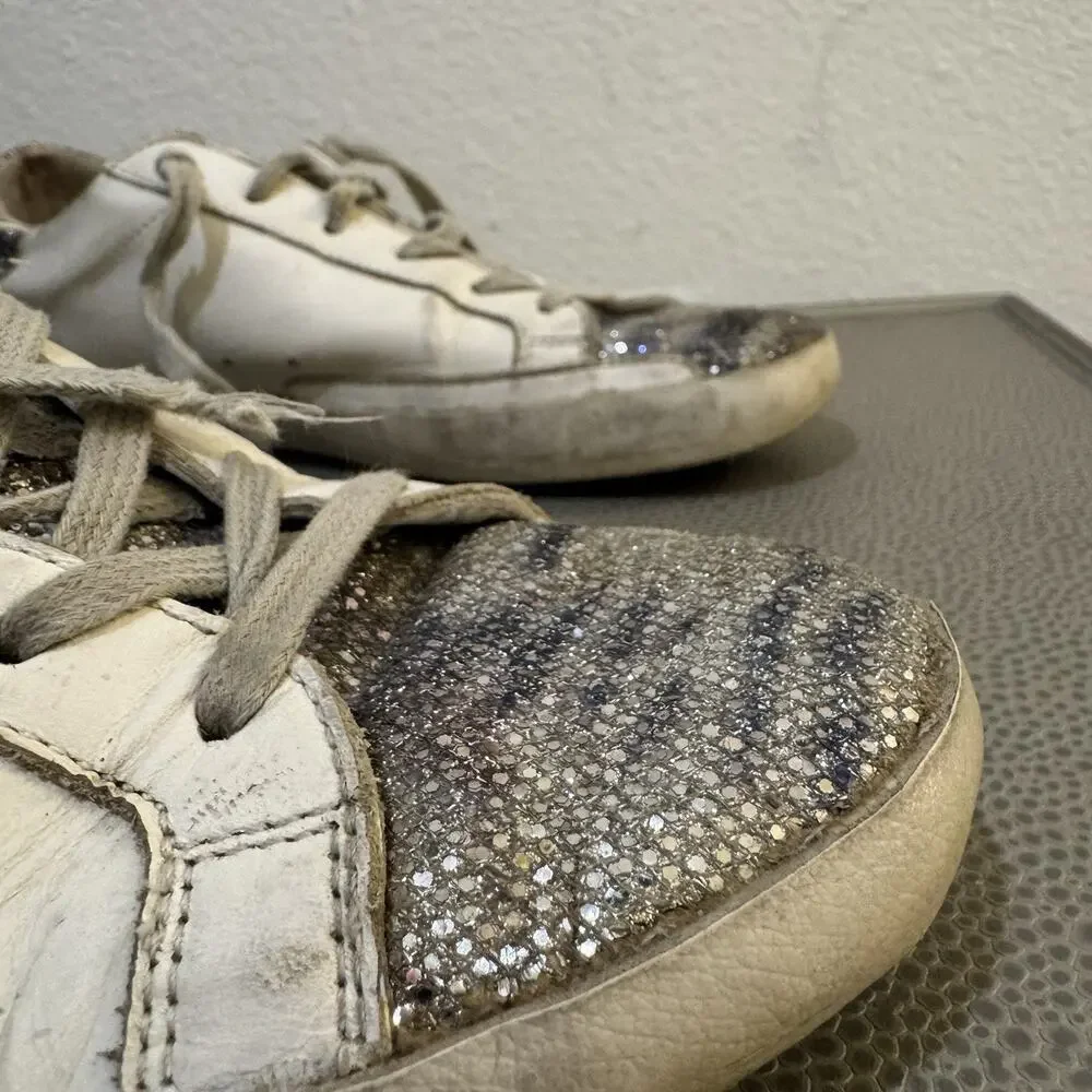 Golden Goose Super-Star Sneakers Glitter Toe Size 38 Italy